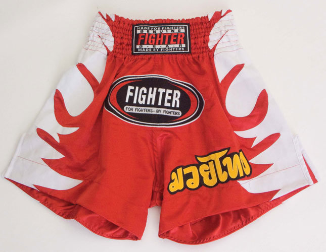 Тайские шорты «Fighter» красно-белые