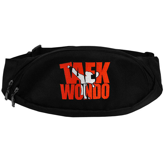 Поясная сумка чёрная "Taekwondo" с бойцом
