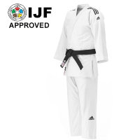 Кимоно для дзюдо "Adidas" Champion IJF Premium белое с чёрными полосками J-IJF
